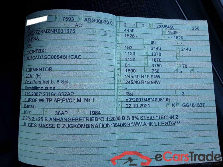 Cupra Formentor (KM7)(08.2020->) DE - SUV5 2.0 TSI EU6d, VZ 4 Drive, 2020 - 2024 #6