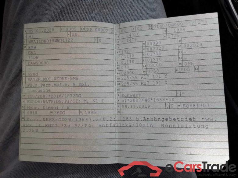 BMW Baureihe 5 Lim. (G30)(02.2017->) DE - Lim4 520 d Mild-Hybrid EU6d-T, (EURO 6d-TEMP), 2019 - 2020 #2