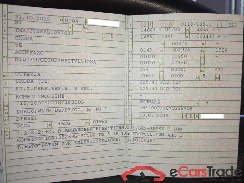 Skoda Octavia Combi (5E5)(12.2016->) DE - Kb5 2.0 TDI DPF EU6d-T, L&K (EURO 6d-TEMP), (Facelift) 2018 - 2020 #4