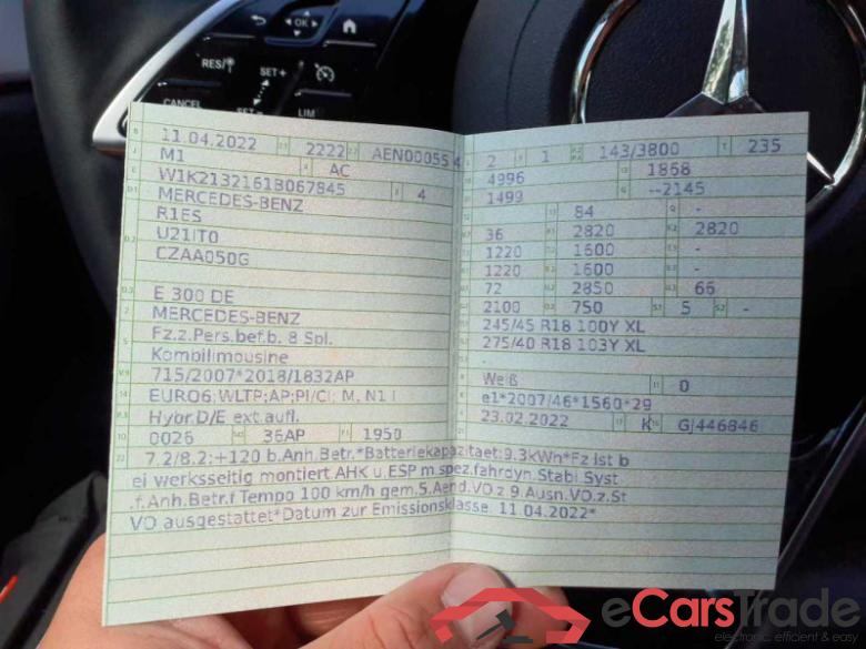 Mercedes-Benz E -Klasse T-Modell (BM 213)(06.2016->) DE - Kb5 E 300 de EU6d, T de Avantgarde (EURO 6d), (Facelift) 2020 - 2023 #3