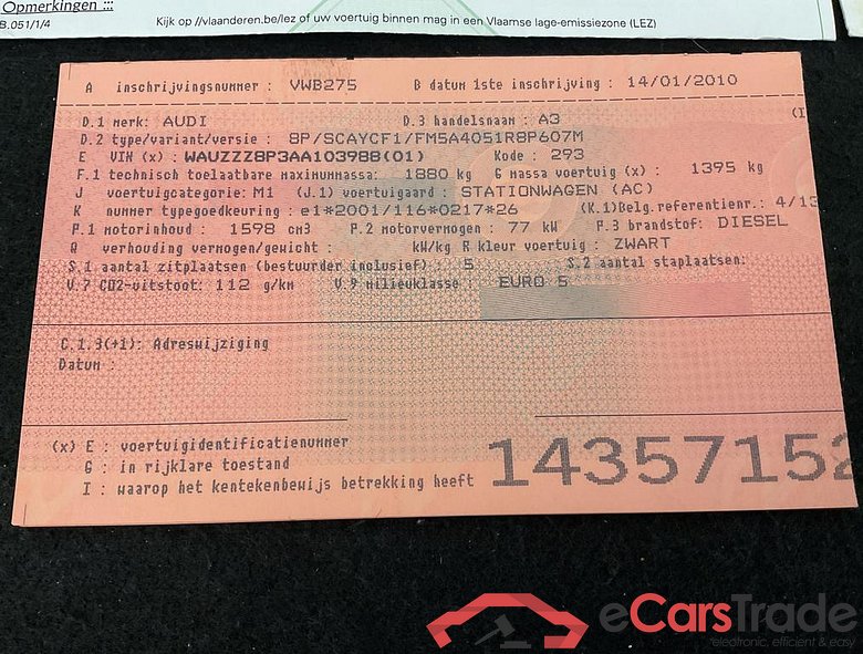 AUDI A3 Sportback SP B ABTE 1,6 TDI 105 HP 5V #3